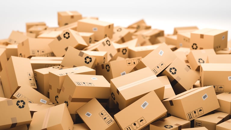 Cardboard boxes ready for packaging with shipping materials