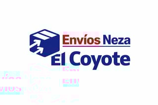 Envios Neza El Coyote logo featuring a blue package icon with red and navy blue text